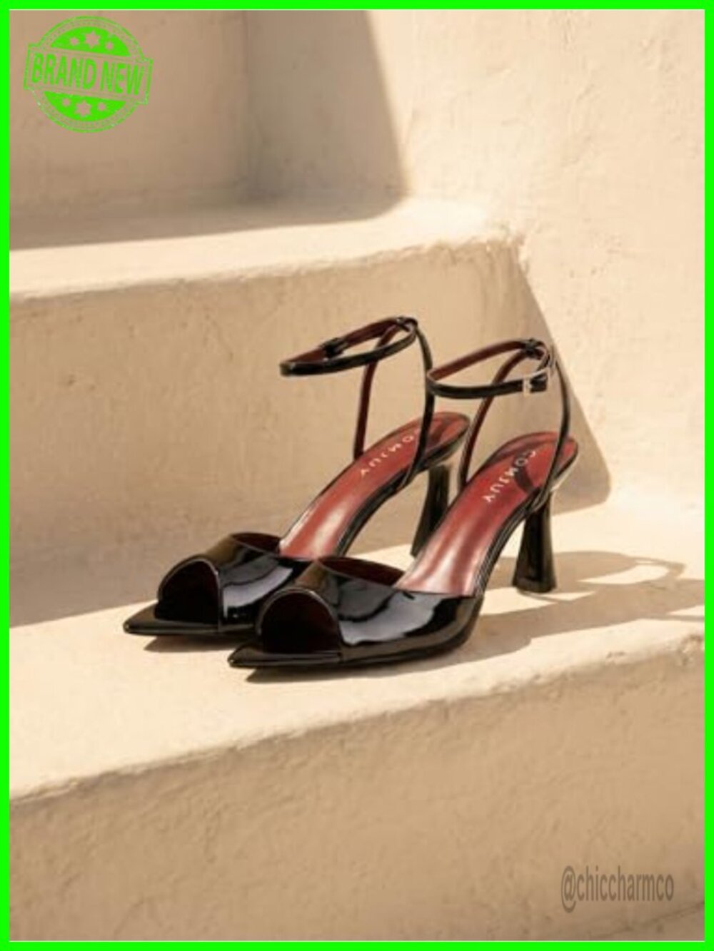 Women's Pointed Peep Toe Kitten Heel Sandals Strappy Ankle Strap Heels